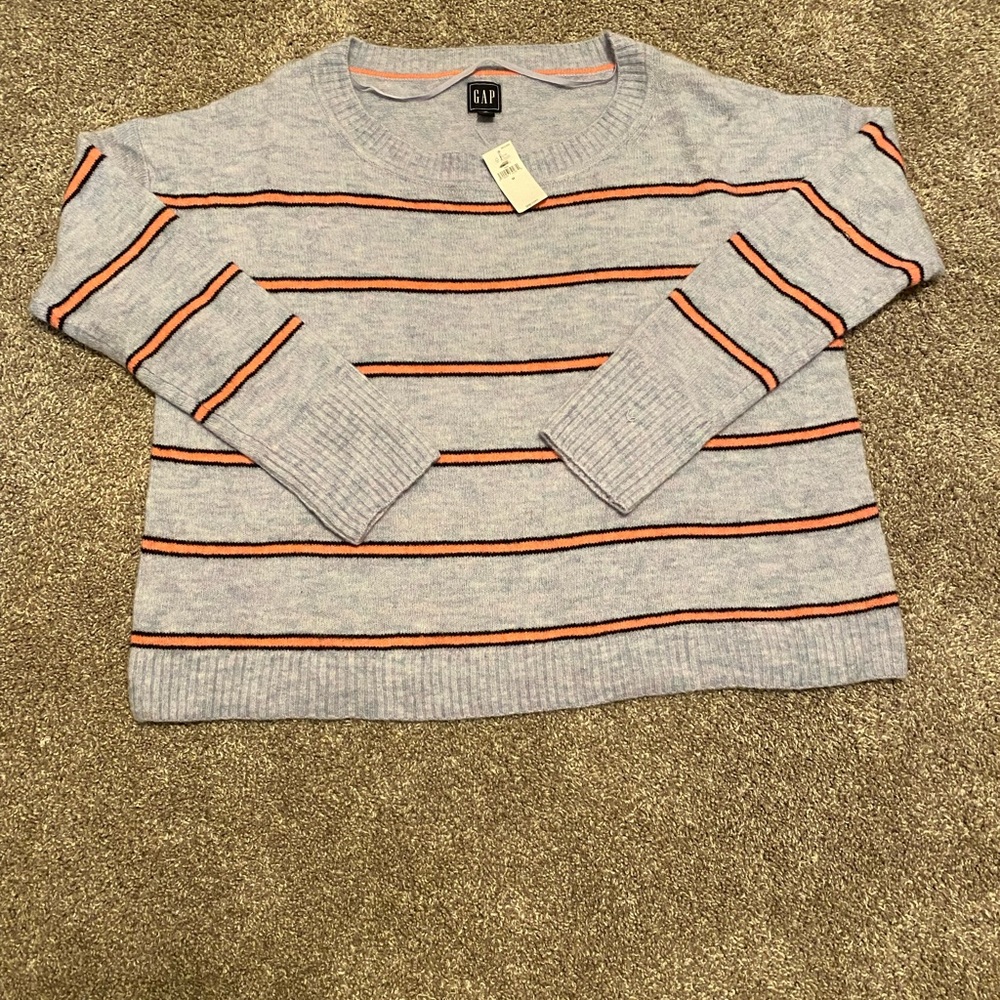 NWT Gap Medium Cropped Blue Striped Sweater